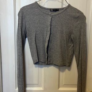 Zara Gray Cropped Cardigan